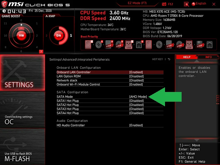 Change the right BIOS settings