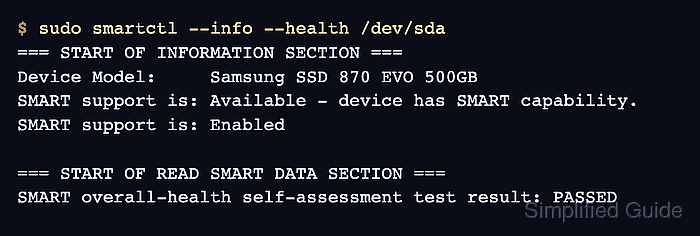 Reading the model number and checking drive health