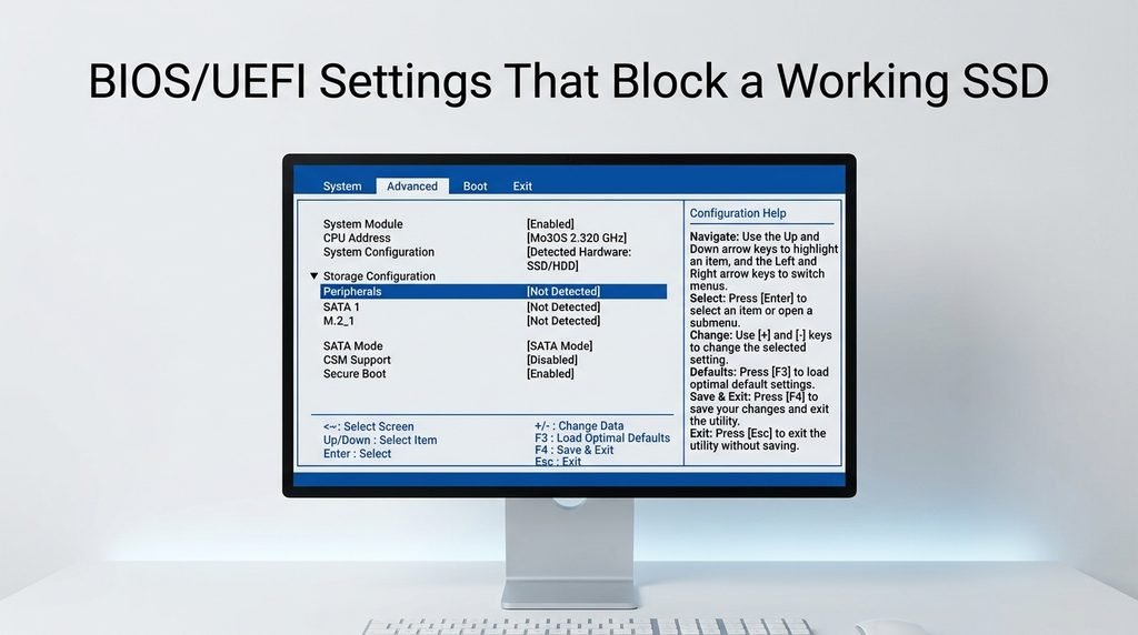 BIOS/UEFI Settings That Block a Working SSD